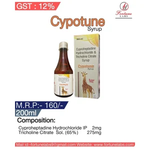 Cyproheptadine Hydrochloride & Tricholin Citrate Syrup 200ML